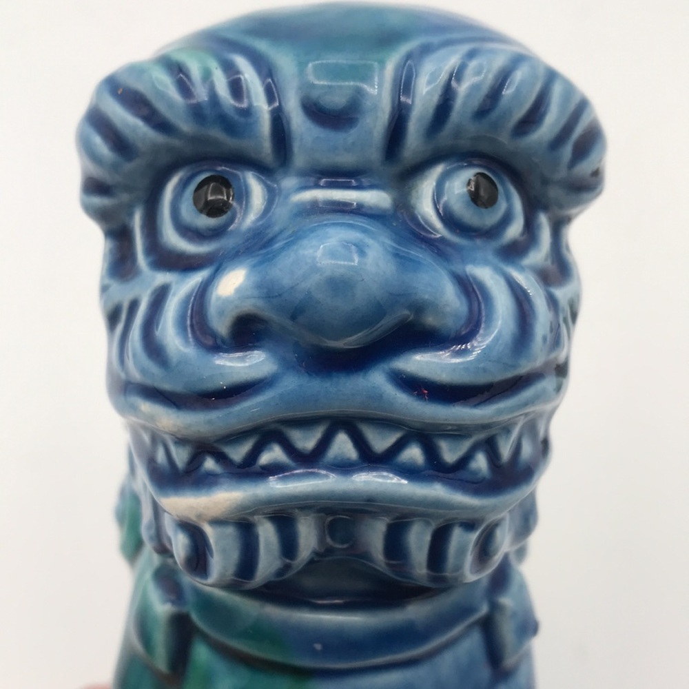 VTG Mid 20th Century Foo Dog Turquoise Glazed Porcelain Made in Japan - Picture 3 of 13